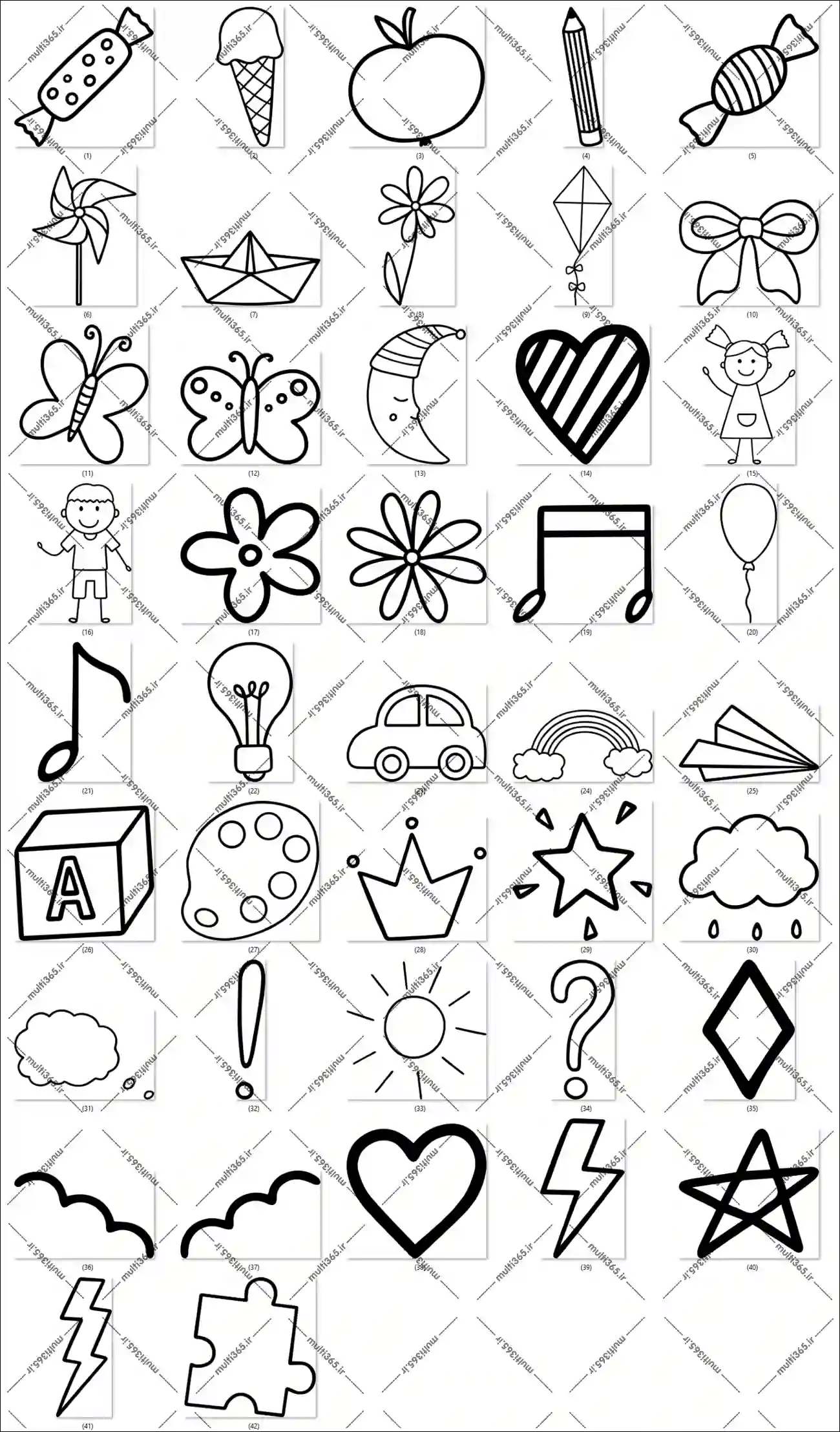42 تصویر کودکانه بامزه به سبک doodle (PNG و SVG) مخصوص طراحیهای شاد و کودکانه 1 doodle kids